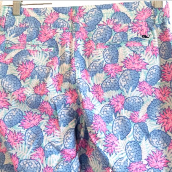 Vineyard Vines Cropped Pants Women’s 2 Linen Blend Pineapple Blue Pink NWT - Picture 15 of 16